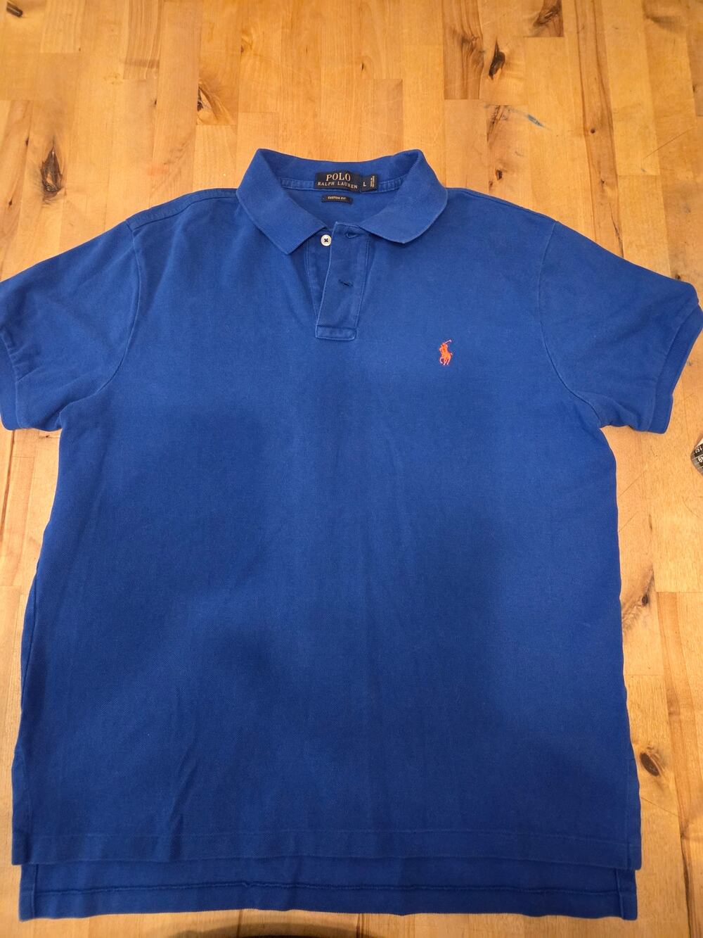 Polo Ralph Lauren Men's Large Royal Blue Custom Fit Short Sleeve Polo Pique L